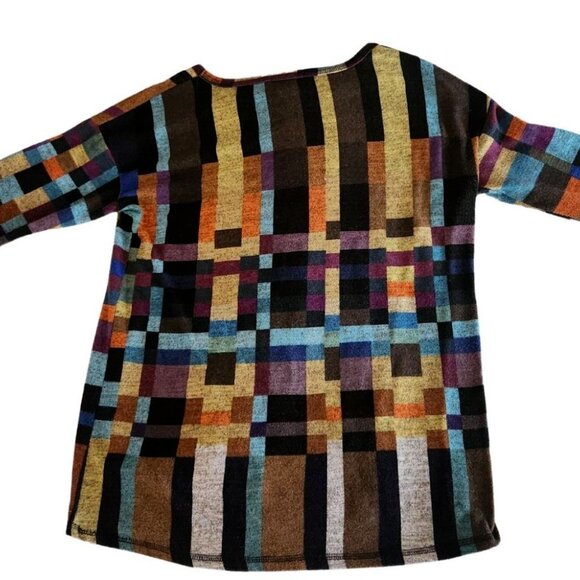 Peck and Peck Women's Size M Multicolor BOHO 3/4 Sleeve Pullover Sweater - Picture 2 of 6